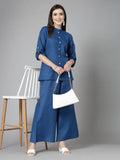 Solid Cotton Blend Co-Ord Set