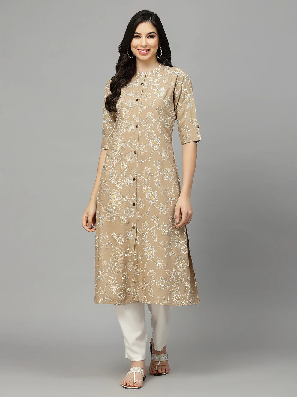 Floral Print Rayon A-Line Kurta