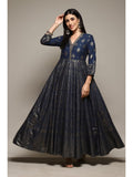 Navy Blue Rayon Flex Embroidery Maxi Dress 3.6 Based on 23 ratings
