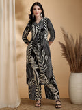 Black Botanical Printed Co-Ord Set