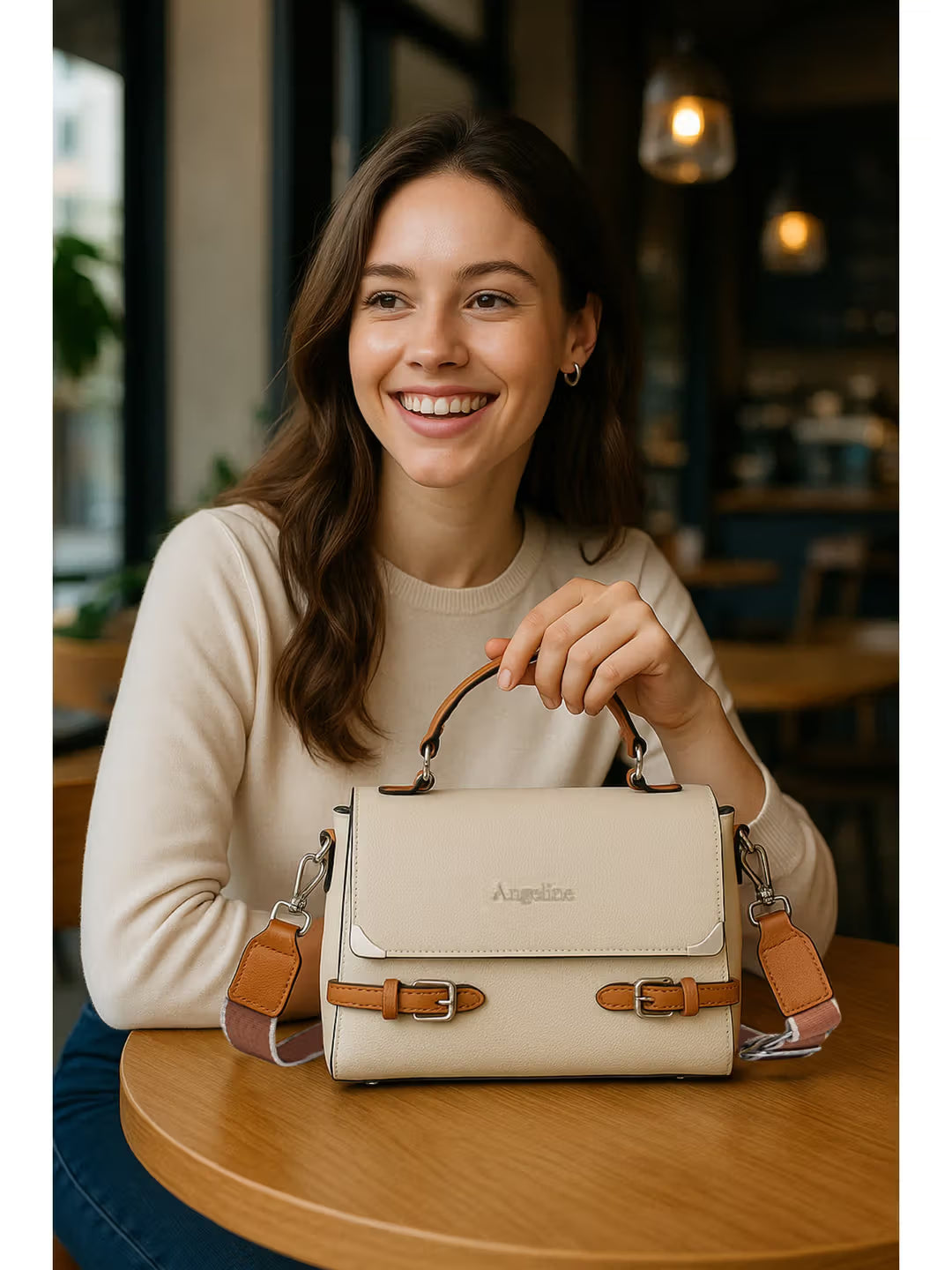 Angeline Beige Chic Companion Cross Body Sling Bag