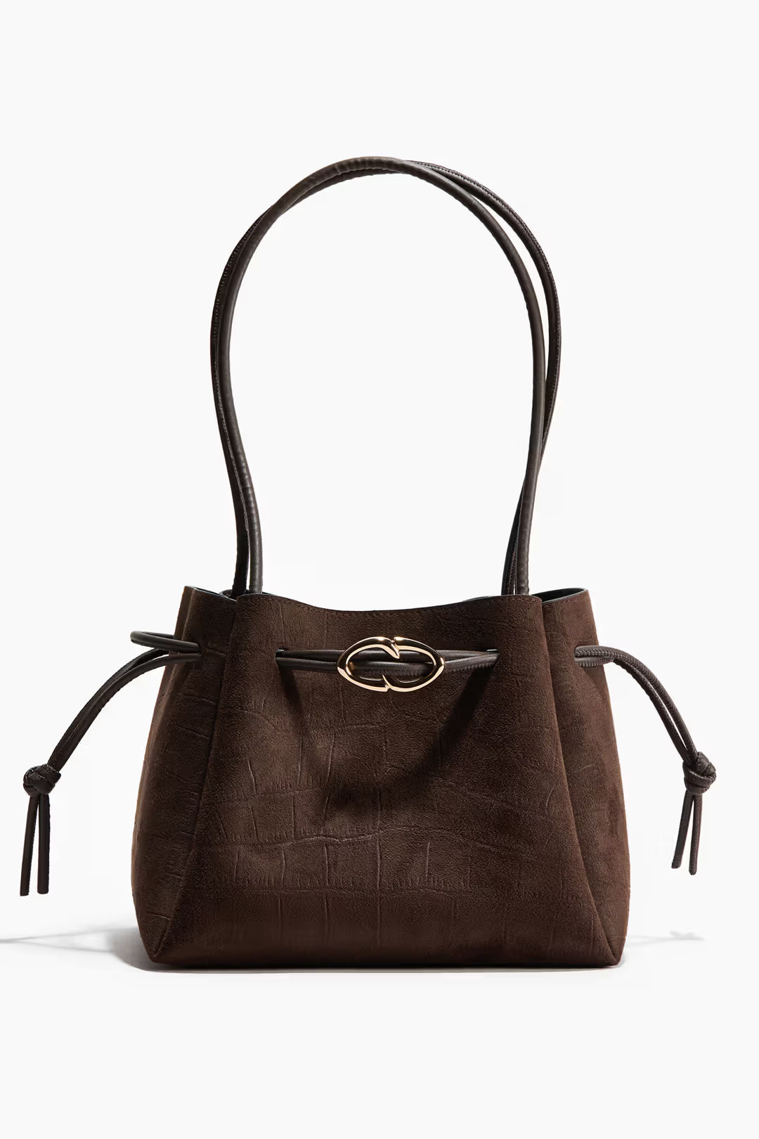 Women Brown Drawstring-Detail Shoulder Bag