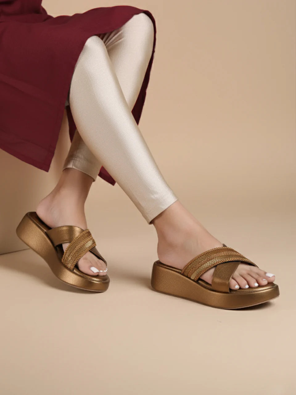 Zyra Bronze Wedge Heels