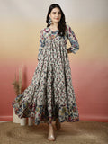 Women Cotton Printed Ankle Length V-Neck Anarkali Kurta