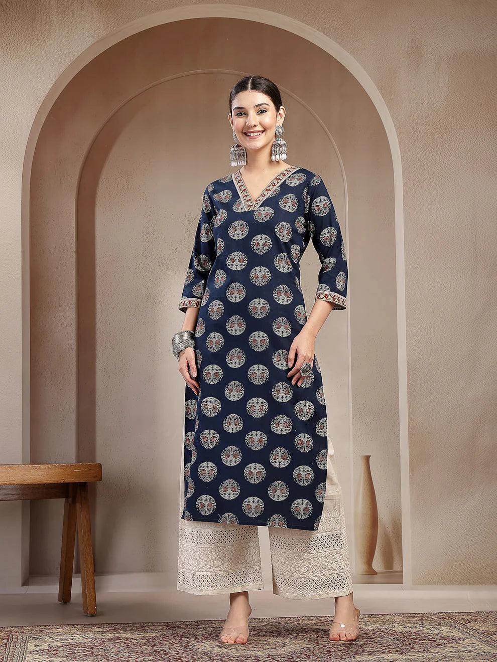 Block Printed Cotton Straight Kurta