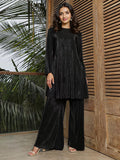 Women Black Textured Co-Ord (Set of 2)